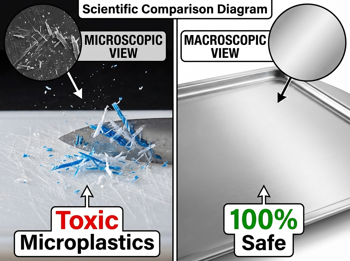 Clean stainless steel cutting board